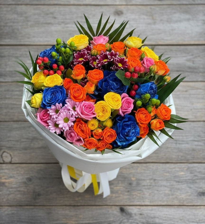 Букет цветов из: Розы и Хризантемы в Байкалово