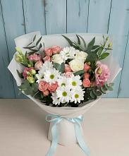 Букет цветов из:  Розы, Лизиантусы и Хризантемы #REPLACE_PRED# Байкалово