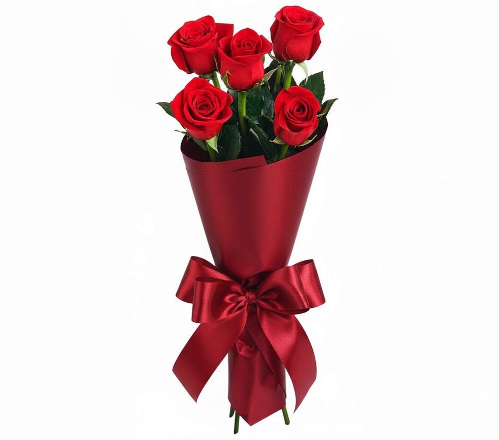 Букет 5 Красных роз Эдлесс Лав в Байкалово