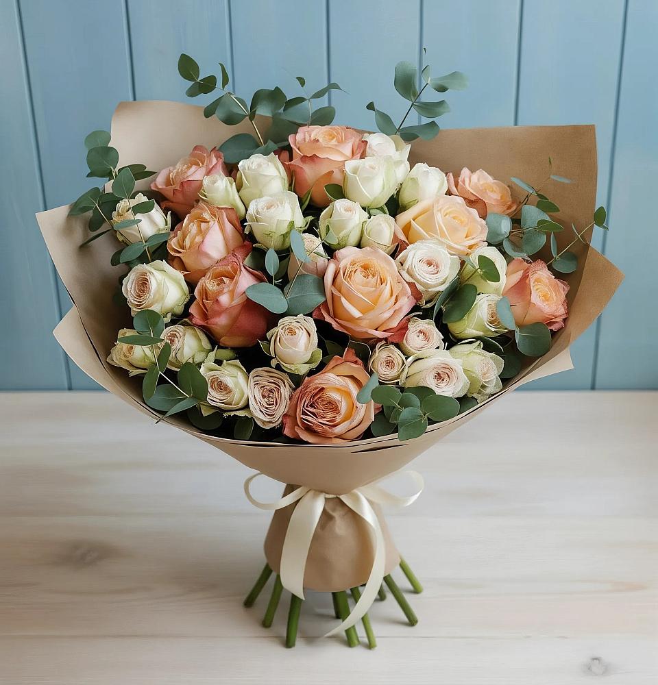 Букет цветов из: Альстромерии и Розы в Байкалово