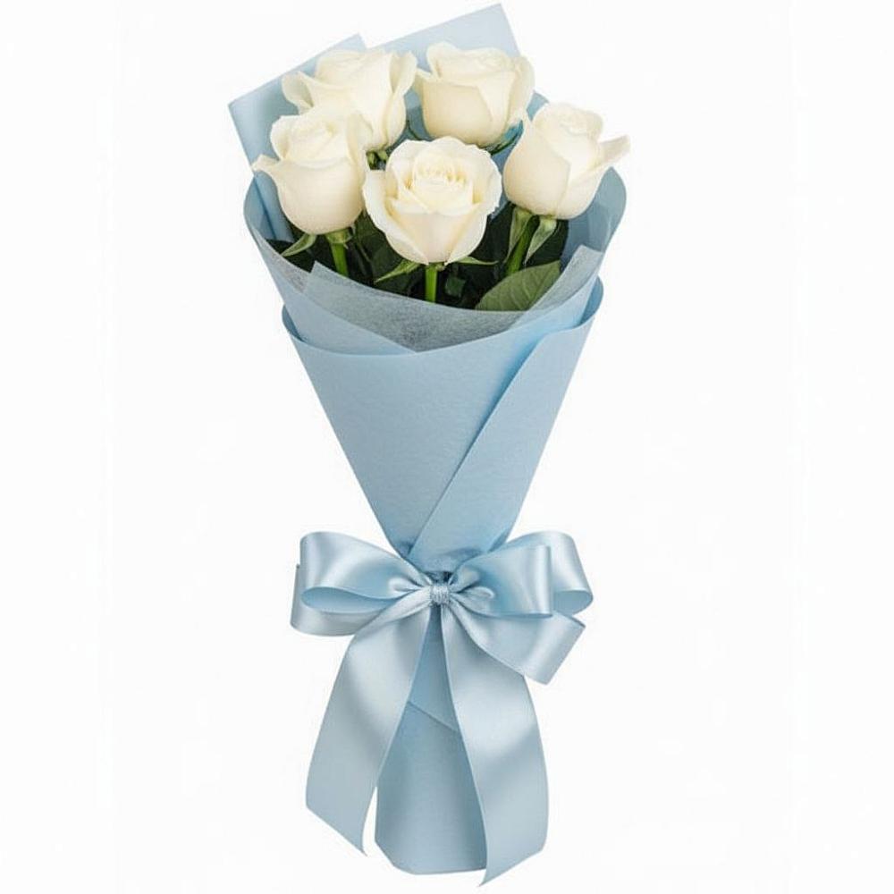 Букет 5 Белых роз Проуд в Байкалово