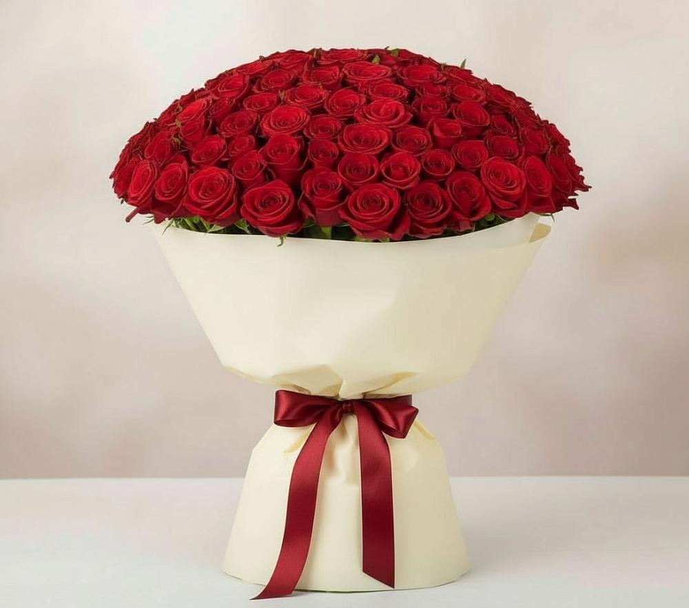 Букет 101 Красная роза Милано в Байкалово