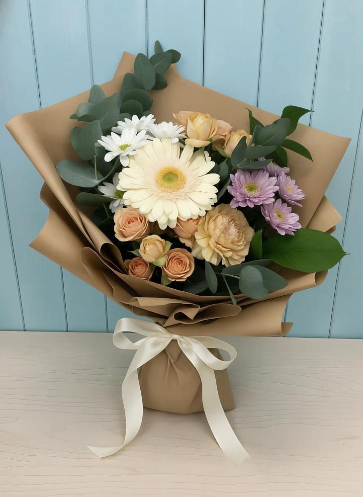 Букет цветов из: Герберы и Хризантемы в Байкалово