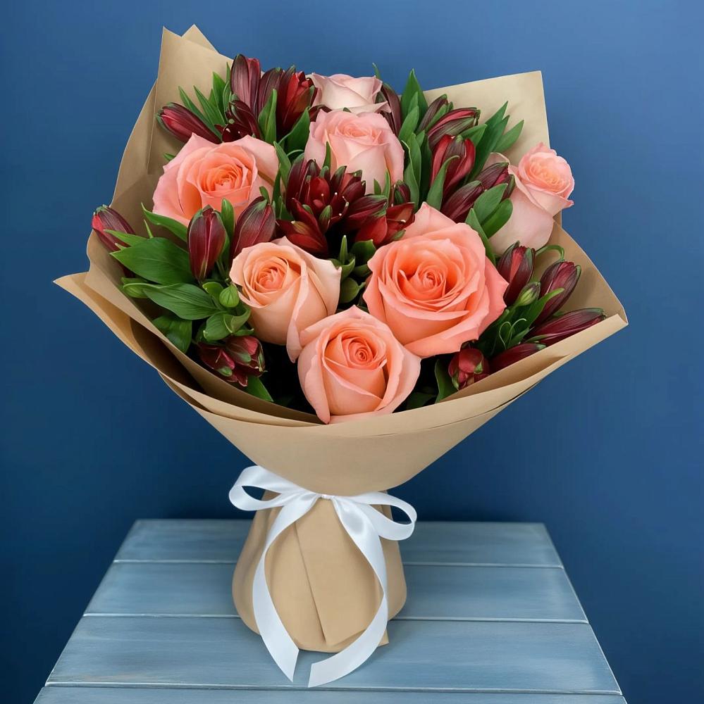 Букет цветов из: Розы и Альстромерии в Байкалово