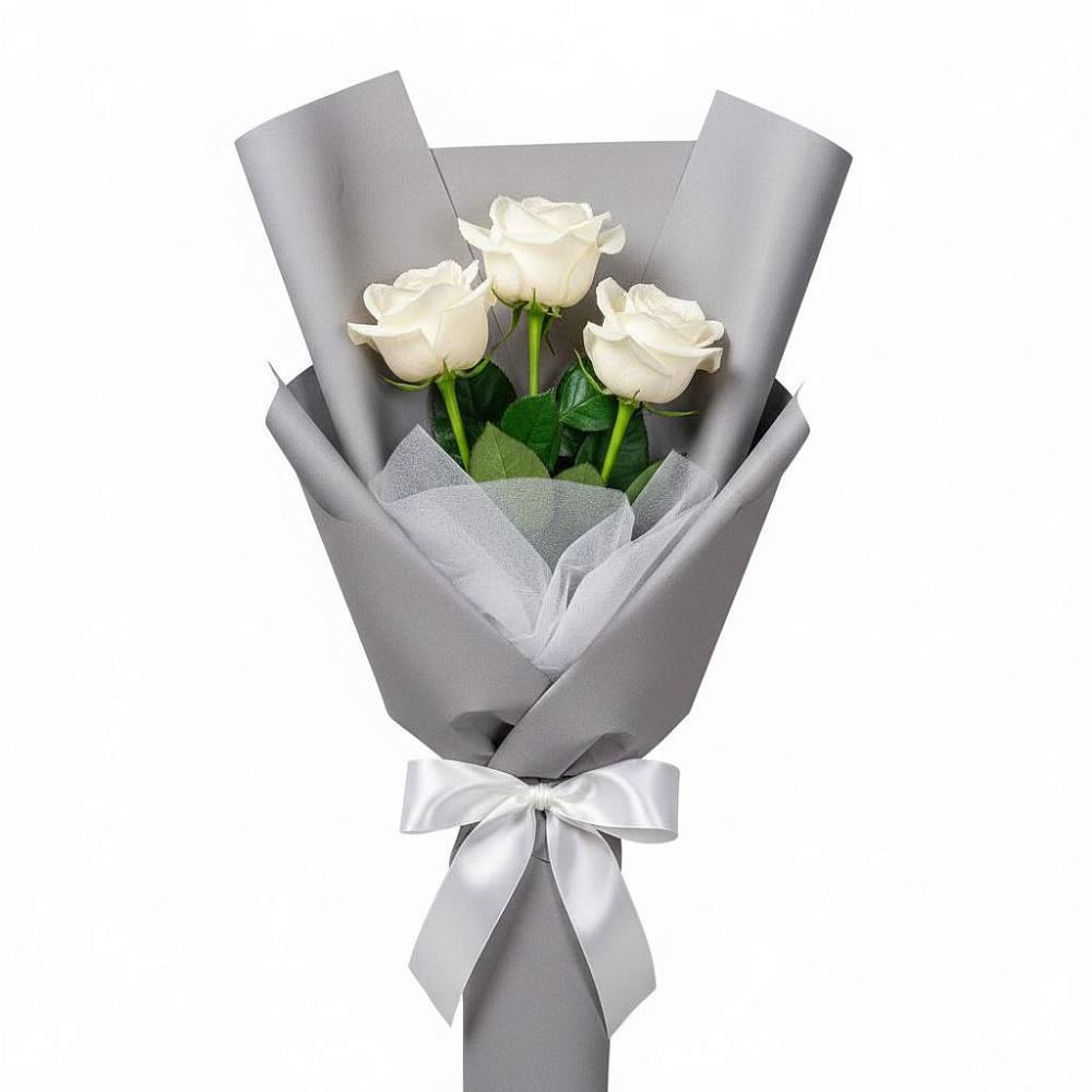 Букет 3 белые розы в Байкалово