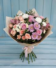 Букет цветов из:  Хризантемы, Розы и Альстромерии в Байкалово