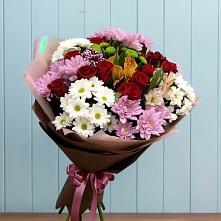 Букет цветов из:  Розы, Хризантемы и Альстромерии #REPLACE_PRED# Байкалово