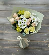 Букет цветов из:  Альстромерии, Розы и Хризантемы в Байкалово