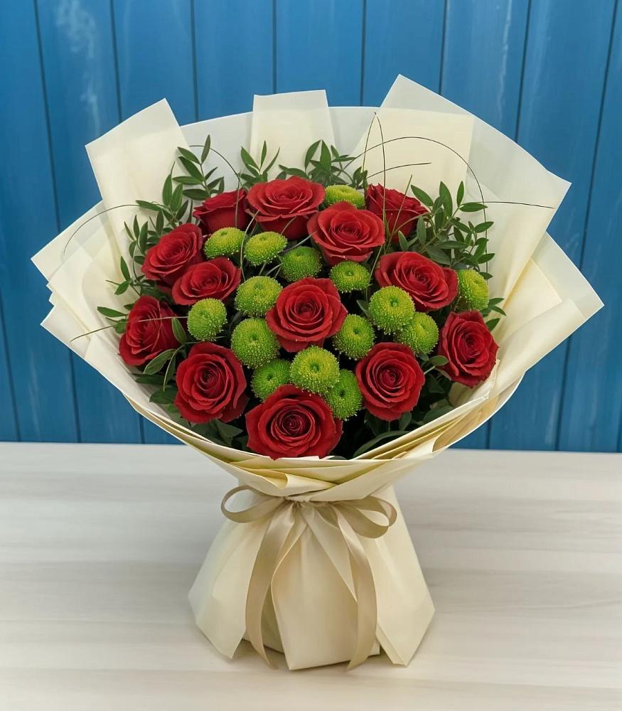 Букет цветов из: Розы и Хризантемы в Байкалово