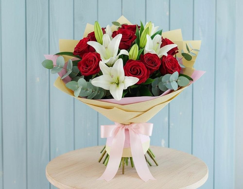 Букет цветов из: Лилии и Розы в Байкалово